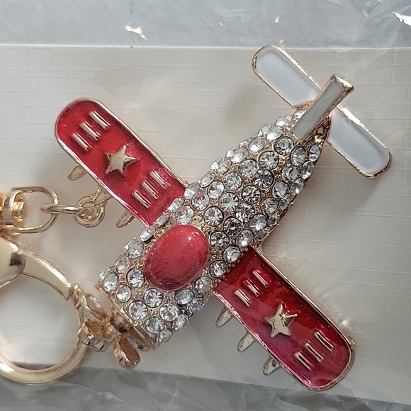 Red and Gold Airplane Keychain - Picture 3 of 8